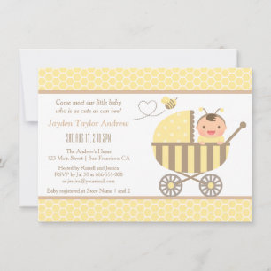 Cartes d'invitation pour Baby Shower avec poussett