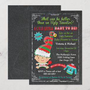 Cartes d'invitation pour Baby Shower avec un pull 