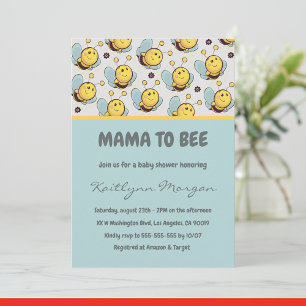 Cartes d'invitation pour Baby shower Bébé abeille 