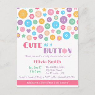 Cartes d'invitation pour Baby Shower 'Bébé Mignon