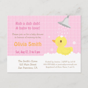 Cartes d'invitation pour Baby Shower Canard en Cao