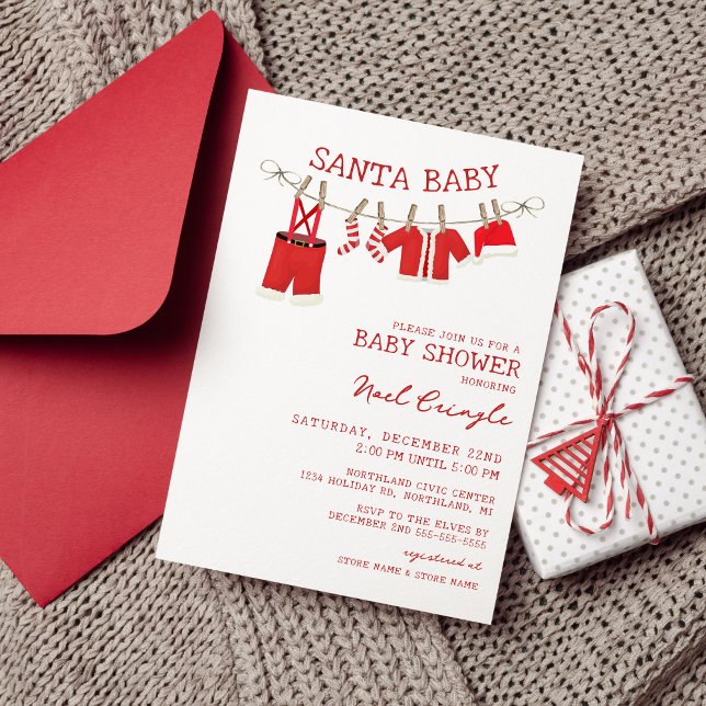 Cartes d'invitation pour Baby Shower de Noël Santa (Créateur téléchargé)