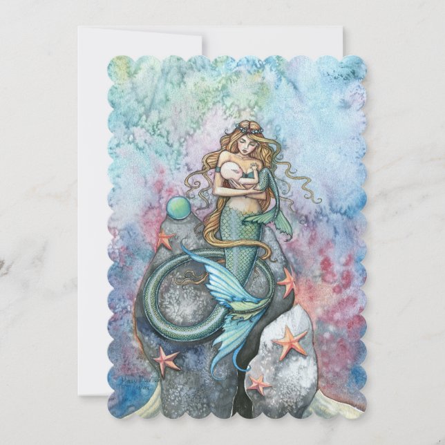 Cartes d'invitation pour Baby Shower de sirène Mèr (Devant)
