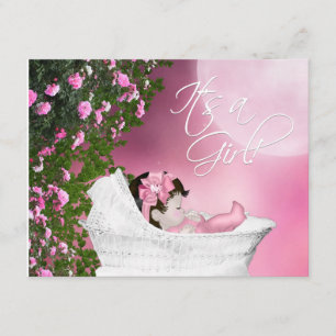 Cartes d'invitation pour Baby Shower Fille à Lune 