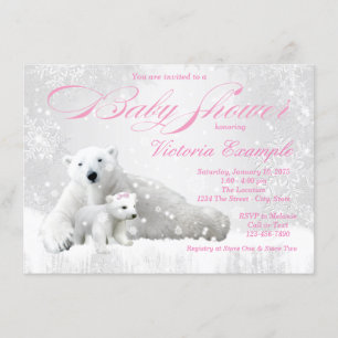 Cartes d'invitation pour Baby Shower Fille Hiver M