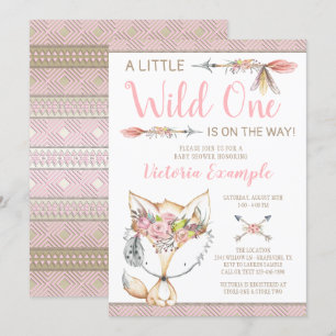 Cartes d'invitation pour Baby Shower Fille Renard