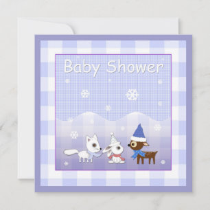 Cartes d'invitation pour Baby Shower Hiver Renard 