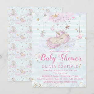 Cartes d'invitation pour Baby Shower Licorne Migno