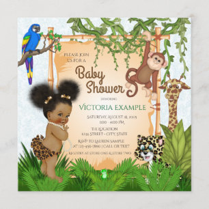 Cartes d'invitation pour Baby Shower Safari Fille
