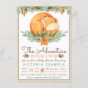 Cartes d'invitation pour Baby Shower Woodland Fox