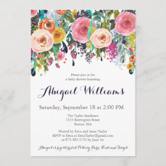 Cartes d'invitation pour Baby showers de fleurs co