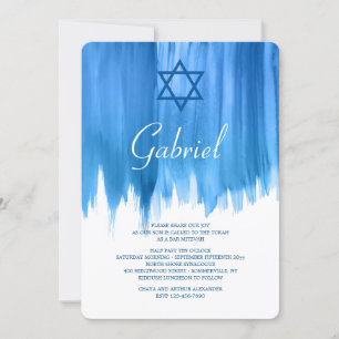 Cartes d'invitation pour Bar Mitzvah bleues modern
