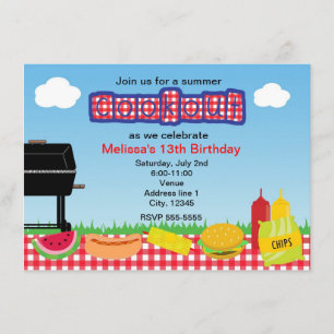 Cartes d'invitation pour barbecue d'été pique-niqu