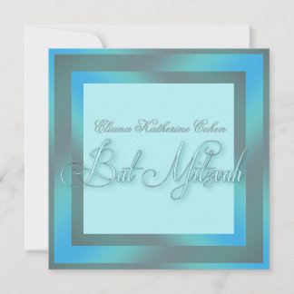 Cartes d'invitation pour Bat Mitzvah bleu cyan