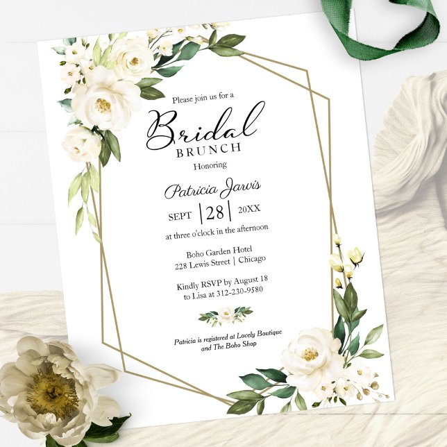 Cartes d'invitation pour brunch de mariage floral  (Créateur téléchargé)