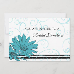 Cartes d'invitation pour déjeuner nuptial bleu et