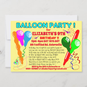 Cartes d'invitation pour fête d'anniversaire avec 