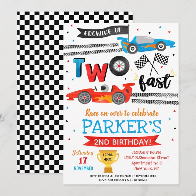  Cartes d'invitation pour fête d'anniversaire de v (Devant / Derrière)
