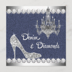Cartes d'invitation pour fête d'anniversaire Denim