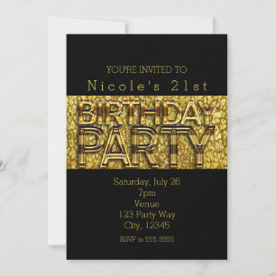 Cartes d'invitation pour fête d'anniversaire Glam 