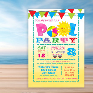 Cartes d'invitation pour fête d'anniversaire pisci