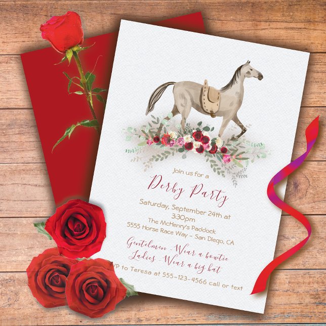 Cartes d'invitation pour fête de Derby avec cheval (Créateur téléchargé)
