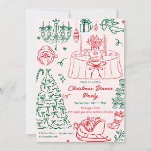 Cartes d'invitation pour fête de Noël Gribouillis 