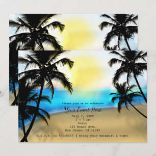 Cartes d'invitation pour fête de plage tropicale e