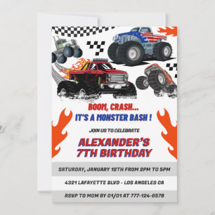 Cartes d'invitation pour fête Hot Wheels Boy Boom 
