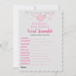Cartes d'invitation pour jeu de mots mêlés Baby Sh