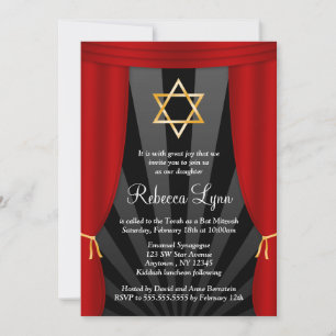 Cartes d'invitation pour la Bat Mitzvah de l'étoil