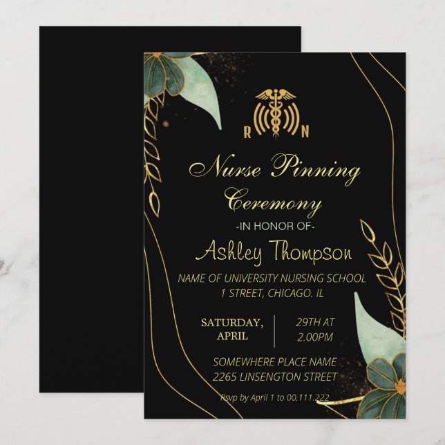 Cartes d'invitation pour la cérémonie d'épinglage  (Devant / Derrière)