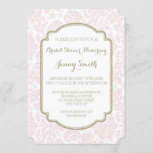 Cartes d'invitation pour la douche nuptiale Blush 