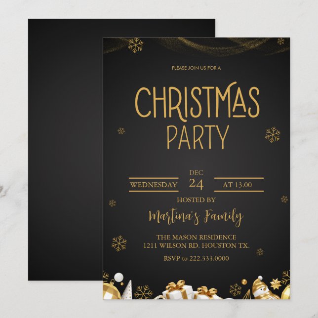 Cartes d'invitation pour la fête de Noël Fête de f (Devant / Derrière)