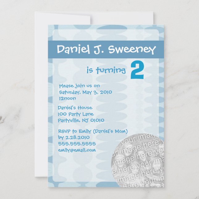 Cartes d'invitation pour l'anniversaire bleu du ga (Devant)