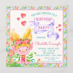 Cartes d'invitation pour l'anniversaire de Troll