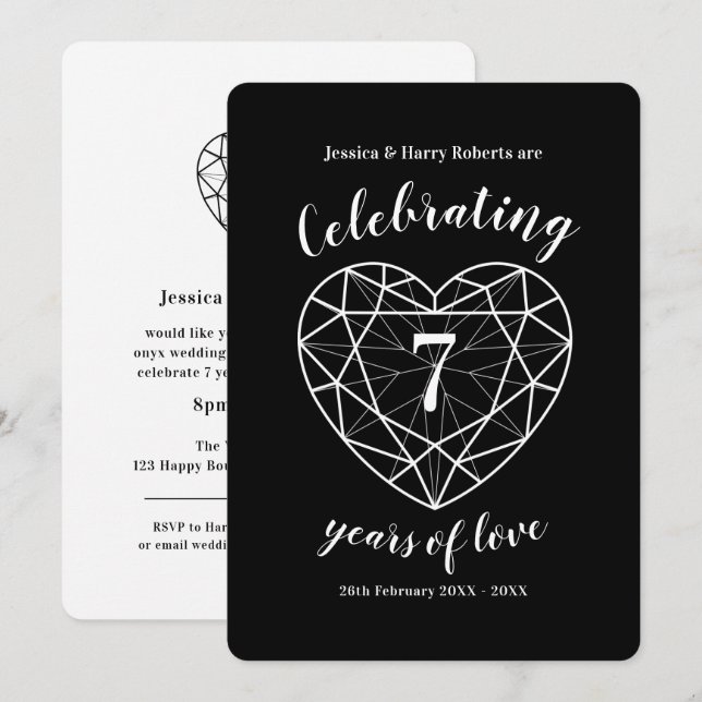 Cartes d'invitation pour l'anniversaire des 7 ans  (Devant / Derrière)