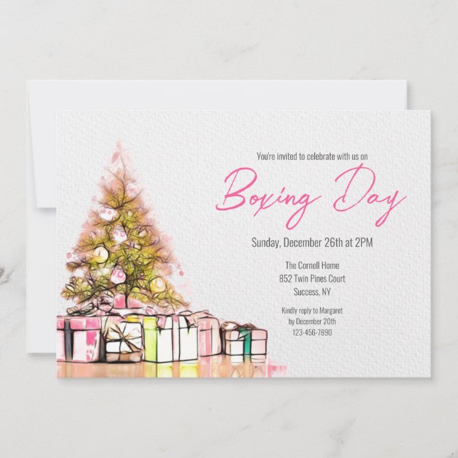 Cartes d'invitation pour le Boxing Day (Devant)