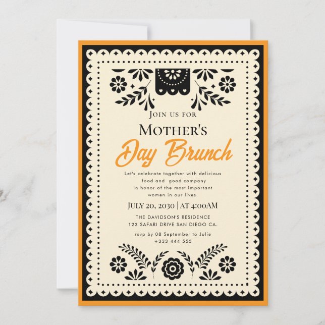 Cartes d'invitation pour le brunch de la fête des  (Devant)