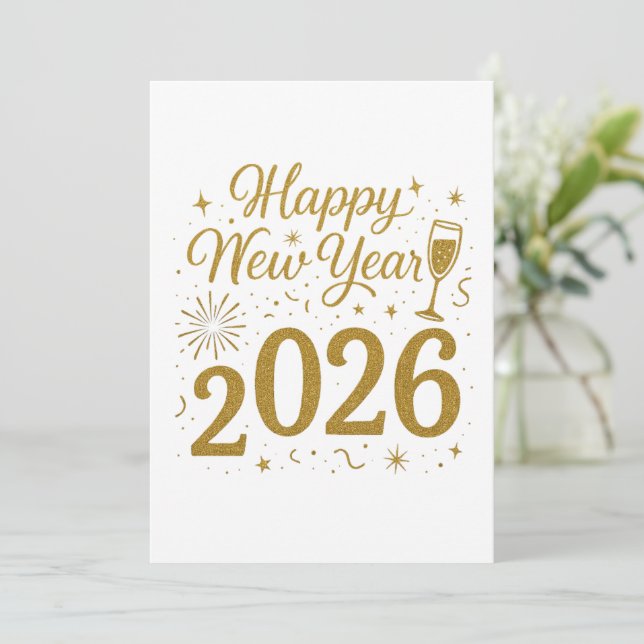 Cartes d'invitation pour le Nouvel An 2026 – Fête  (Debout devant)