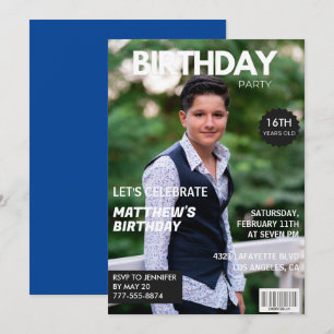 Cartes d'invitation pour les 16 ans Men Him Magazi