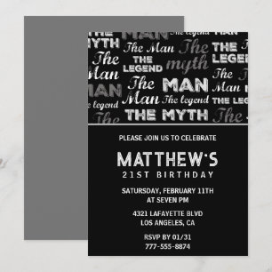 Cartes d'invitation pour les 21 ans Men the Myth t