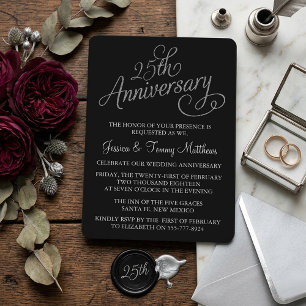 Cartes d'invitation pour les 25 ans de mariage