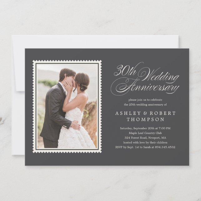 Cartes d'invitation pour les 30 ans de mariage ave (Devant)