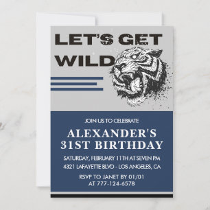 Cartes d'invitation pour les 31 ans d'hommes Tigre