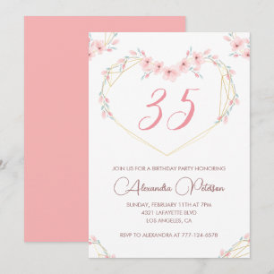 Cartes d'invitation pour les 35 ans Bohème Floral