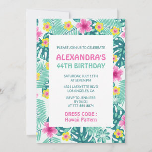 Cartes d'invitation pour les 44 ans avec motif flo