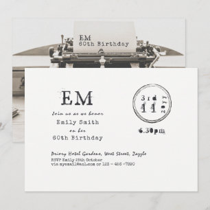 Cartes d'invitation pour les 60 ans avec police de