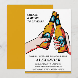 Cartes d'invitation pour les 65 ans Cheers Beers M