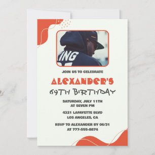 Cartes d'invitation pour les 69 ans avec photo Mod